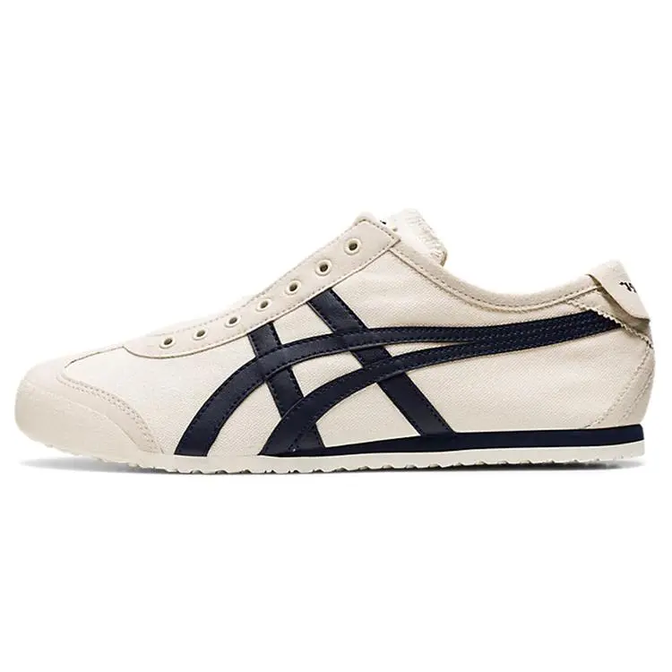 Onitsuka Tiger Mexico 66 Slip-On Sneaker in Birch Midnight, Lightweight Breathable Mesh Shoe for Casual Everyday Wear, Sports Shoes, Trainer, Rubber, Mesh Upper
