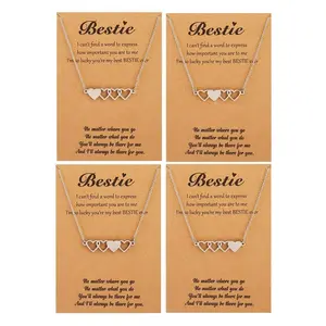 LuckyJewelry B Friendship Necklace for 4 Best Friend BFF Necklace for Women Long Distance Matching Jewelry Bestie Sister Christmas Gifts Stocking Stuffers