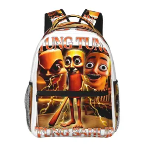 Casual Tung Tung Sahur Outdoor Backpack Tung Tung Sahur merch Laptop Daypack Aesthetic Plush Print Tung Tung Sahur gifts Travel Backpack for School Work Camping Women Men, Ideal for Music Festivals, Birthday Gifts & Christmas
