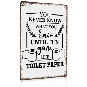 Relatable 8x12 Inch Aluminum Metal Sign |   Funny Toilet Paper Quote Bathroom Decor |   Ideal for Home, Dorm, Airbnb, Guest Restrooms & Family Baths |   Rustic Wood-Style Tin Plaque, Easy to Mount, Witty Viral Humor Wall Art