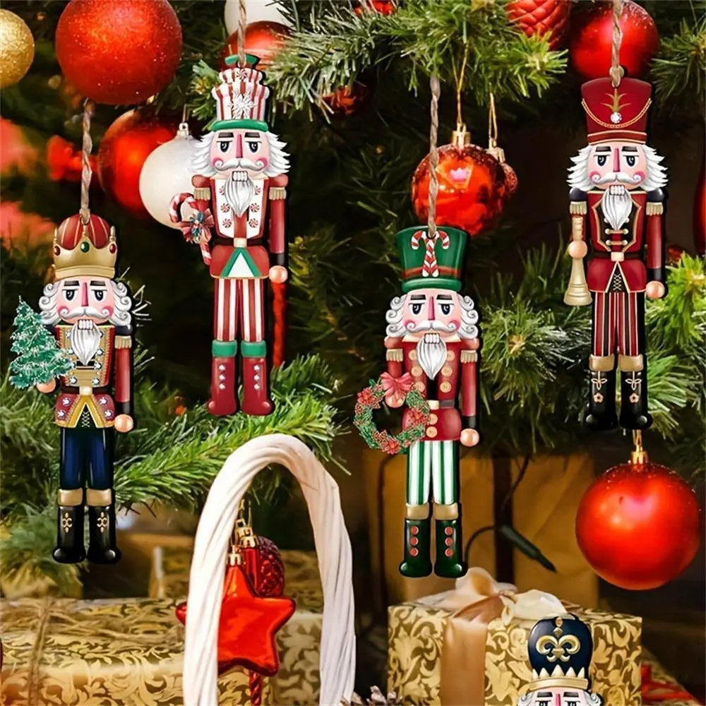12pcs Wood Christmas Nutcracker Soldier Pendants, Xmas Tree Hanging Ornaments, 2024 Navidad Home Decor, 2025 New Year Gift for Classic Novelty Toy Enthusiasts