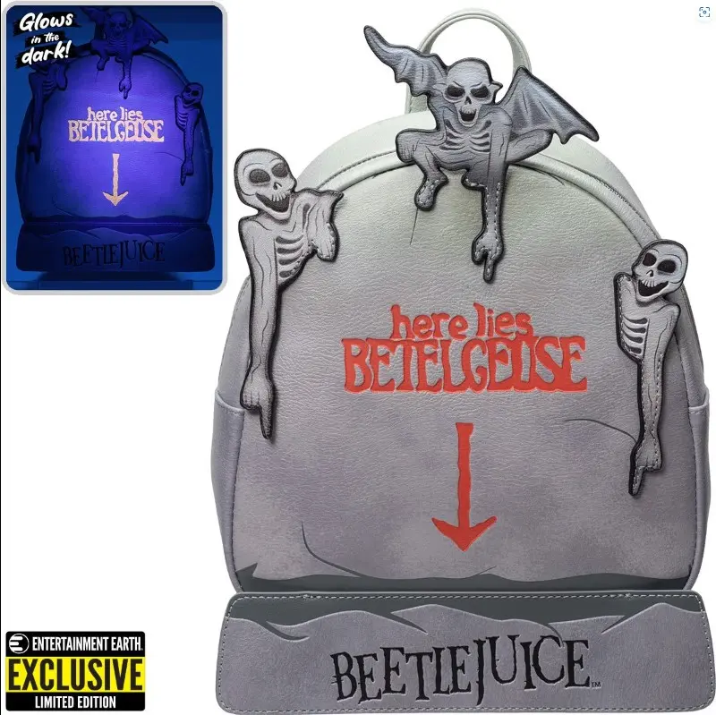 Loungefly Beetlejuice Tombstone Glow Mini Backpack Entertainment Earth Exclusive
