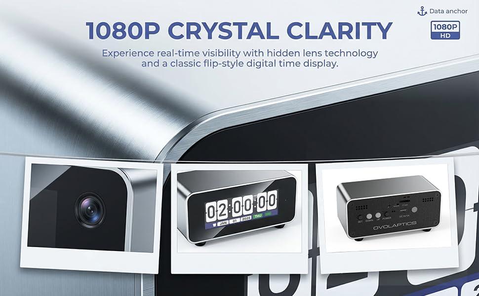 Flip Vision – Smart Desk Clock Camera with 1080P HD Wireless Security Monitor Camera, 3000mAh Battery, 2.4G/5G Dual-Band WiFi, Motion Alerts, CNC Aluminum Frame, Built-in Alarm