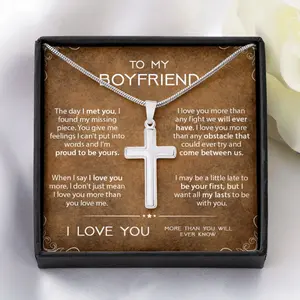 Valentine's Day Gift Necklace for Boyfriend - Meaningful Message Card Inside, Perfect Gift for Husbands, Boyfriend Gift