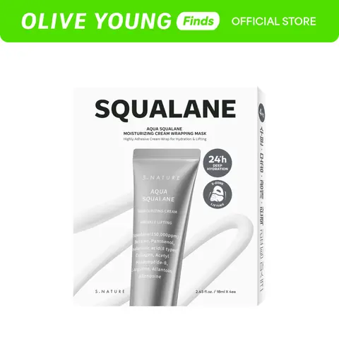 [S.NATURE] Aqua Squalane Moisturizing Cream Wrapping Mask 4 Sheets | 5-in-1 Facial Lifting & Firming Sheet Mask, 240-Hour Deep Hydration with Niacinamide & Collagen for Sagging Pores | Mother's Day Gift
