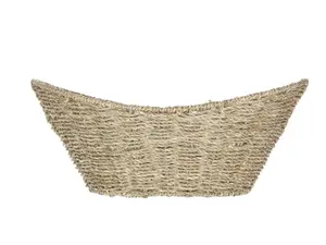 Natural Seagrass Oval Storage Basket with Cutout Handles