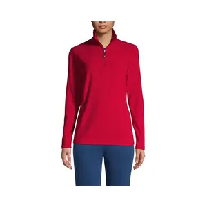 Lands' End Women's Tall Anyweather Fleece Quarter Zip Pullover - Medium Tall - Rich Red