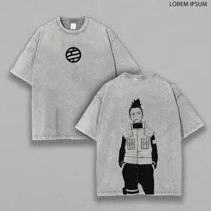 Shikamaru Nara - Naruto Anime Double Printed Vintage Washed Tee Unisex Oversize Anime Manga Washed Heavyweight Cotton T-shirt, Gift For Anime Fan, Anime Lover