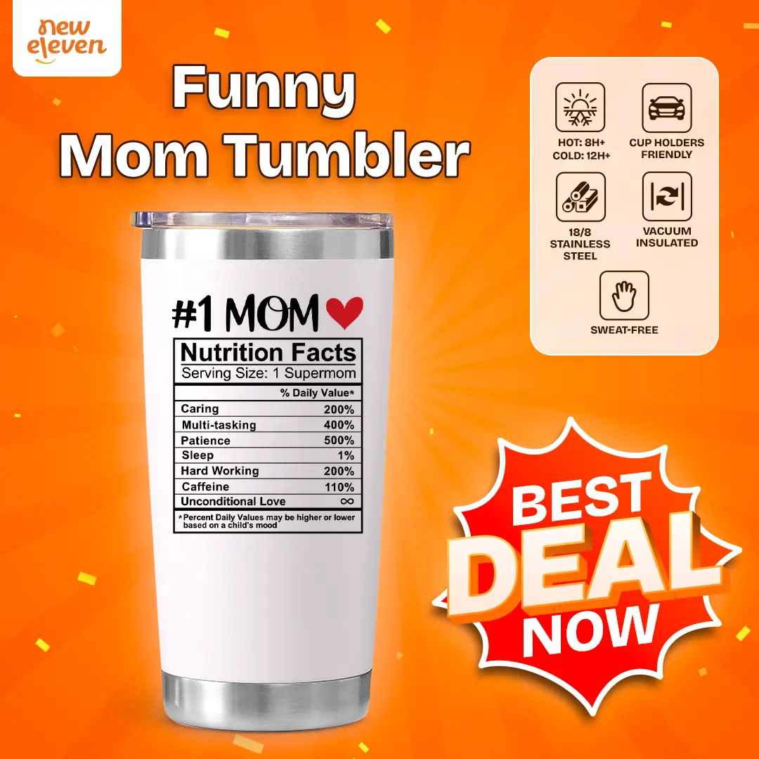 NewEleven Funny Mom Tumbler, 20oz Insulated Travel Cup, Christmas Gift for Mom from Daughter, Son, or Kids