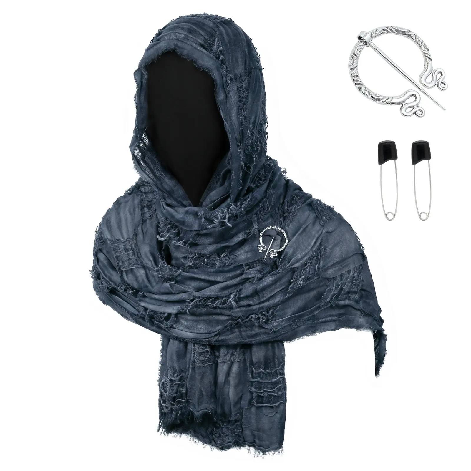 CST094BU deep blue battle damage scarf (
