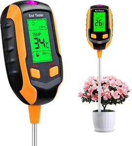 soilphu 4-in-1 Soil Moisture Meter Digital Plant Temperature/Soil Moisture/PH Meter/Sunlight Intensity/Environment Humidity Backlight LCD display Soil Test Meter for Gardening, Farming and Outdoor Plants weatherpods Fathersdaygift Measurement