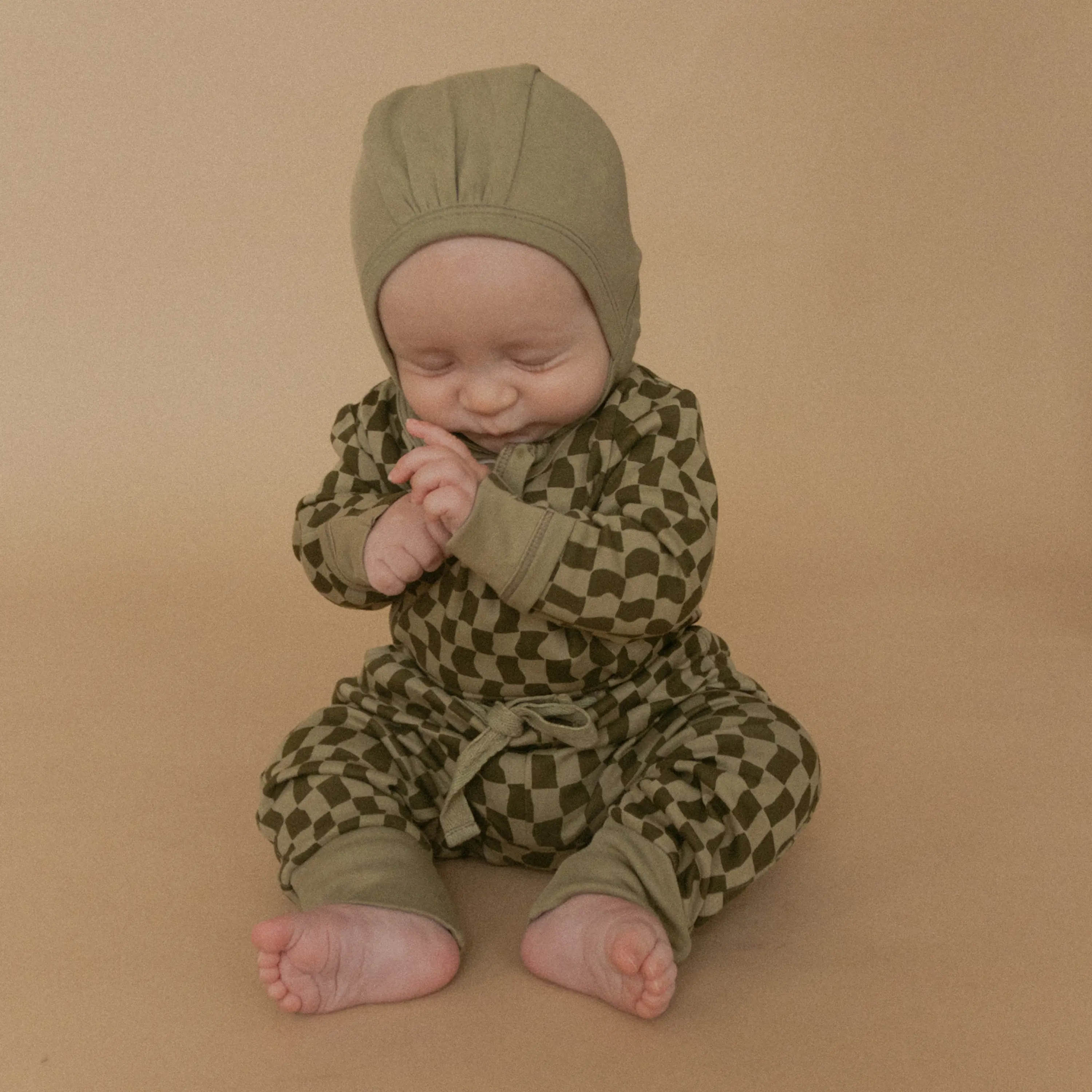 Organic Kimono Onesie & Pants Set - Checker