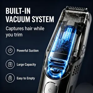 2 in 1 Vacuum Beard Shaver for Men,Built-in Vacuum Trimmer for Mustache, Sideburns, Facial Hair, Rechargeable, IPX6 Waterproof, 2 Comb, Comfort face 2in1 Electric Razor rechargeable men ornament  Gift Cordless