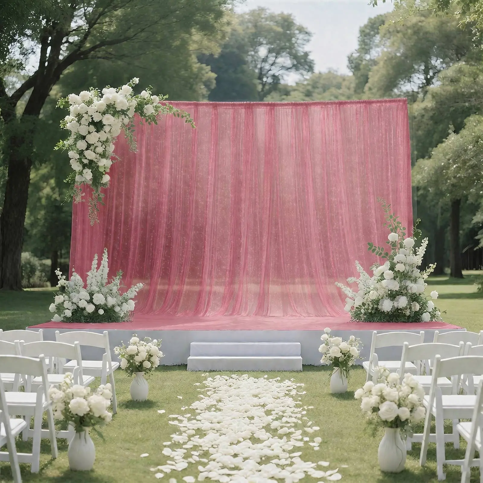 Sheer Wedding Arch Drape 10ft × 10ft Mauve Cinnamon Rose – Backdrop Curtain Panel with Rod Pocket