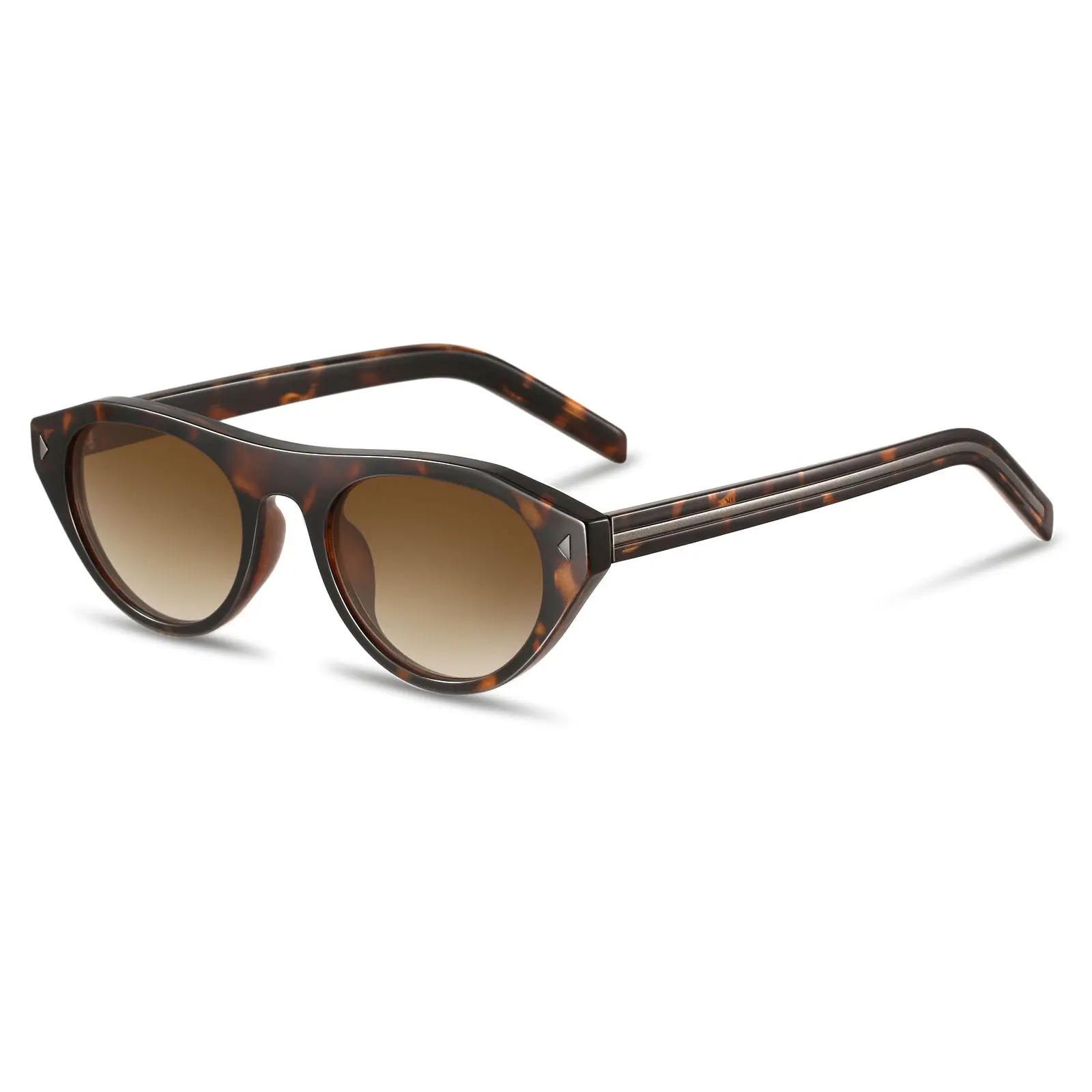 Retro Oval Sunglasses for Women Men Trendy Small Cateye Narrow Round Shades UV Protection