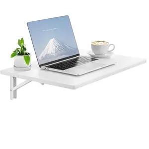 TikTokShopBlackFridayVEVOR Wall Mounted Folding Table, 23.6 x 15.7 inches Wall Mount Table, Floating Desk with Iron Bracket for Small Spaces, Home Office, Dining, Laundry Room, Kitchen, Bar, White
