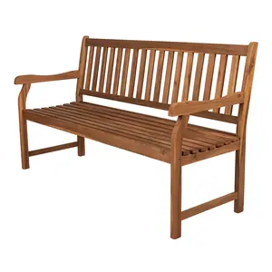 JONATHAN Y Laurel Slat-Back 600-Lbs Support Acacia Wood Outdoor Garden Patio Bench
