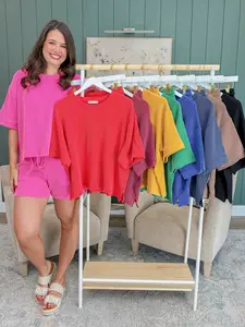 Zenana Corded Rib Short Sleeve Tee & Shorts Set | S-3X