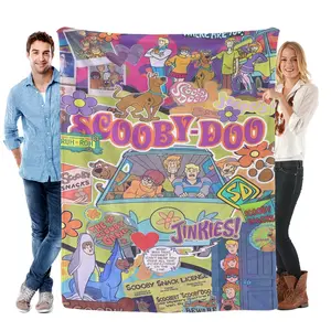 Scooby-Doo Patchwork Blanket Super Soft Flannel Blanket- Suitable For Use on Sofas, Beds, or For Travel, Gentle on The Skin, an Excellent Gift Multi-Purpose Holiday Blanket, Warm and Soft, Suitable For All Seasons