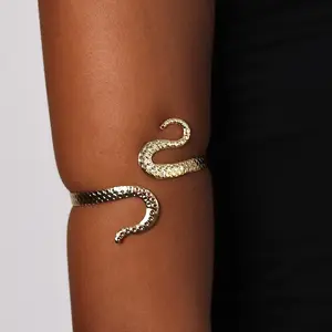 Snake Arm Cuff - Gold-Plated Stainless Steel Hypoallergenic Water-Resistant Wrist Accessory for Modern Style