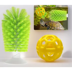 2-Pack Turtle Tank Cleaning Brushes with Suction Cups – Shell Scrubber & Aquarium Decor for Turtle Habitat. Self-Cleaning Accessories Let Turtles Scratch Their Own Back – Removes Algae & Dirt, Promotes Healthy Shell. Soft Bristles, Easy Install, Fits Glas