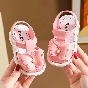 Girls' Sandals, Breathable Infant Toddler Walking Shoes, Soft-Soled-Toe Sandals, Indoor Baby Sandals
