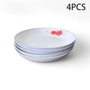 Viral Red Rose Ceramic Dinner Plates Set of 4! 8 Inch Elegant Floral Design Plates, Microwave & Dishwasher Safe, Thickened Anti-Scald Stackable Plates for Pasta, Salad, Home Kitchen Upgrade Must-Have!