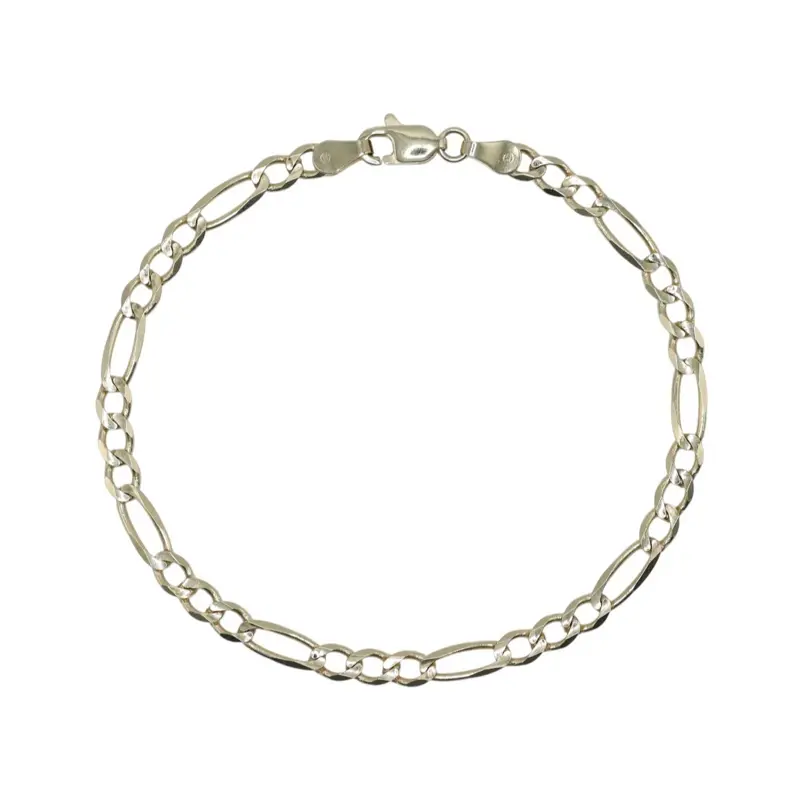 14Kt Gold Figaro Bracelet - 3.8MM, Solid, Size 7” Unisex Fine Jewelry
