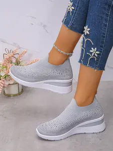 Breathable Mesh Casual Shoes, Soft Bottom Lightweight, Daily Walking Non-Fatigue Women's Shoes, Textile Upper, Rubber Sole