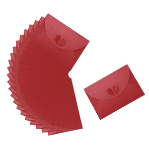 Red 24 Pack Heart Clasp Tiny Items Storage Cute Present Card Holder,Paper Envelope,Envelopes for Invitation Gift Card Envelopes