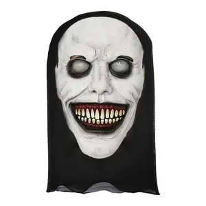 Adult Spooky Creepy Grinning Demon Print Balaclava - Elastic, Breathable, Comfortable Scary White-Eye Halloween Party Cosplay Mask, Ideal Gift