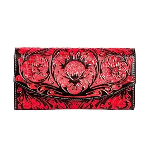 Myra Tambrina Hand Tooled Wallet in Red