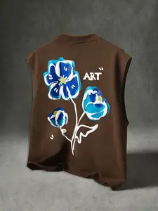 🔥 Viral Washed ART Floral Tank Top | Y2K Grunge Streetwear | Oversized Sleeveless Crop Tee | Retro Distressed Print | Trendy Summer Aesthetic Fitted Unisex Top for Men & Women