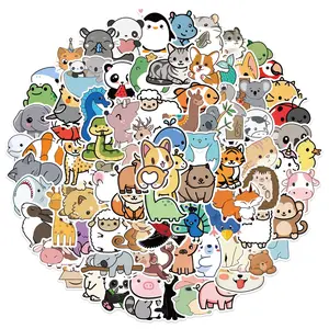 Cartoon Animal Pattern Sticker, 100pcs Cute Self Adhesive Decorative Stickers, DIY Decals for Office School Water Bottle Laptop Phone Case Scrapbooking Journal Making