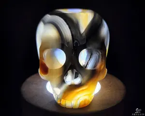 Top Quality 4.8" Premium Brazilian Agate Carved Crystal Skull Mug, Coffee Cup