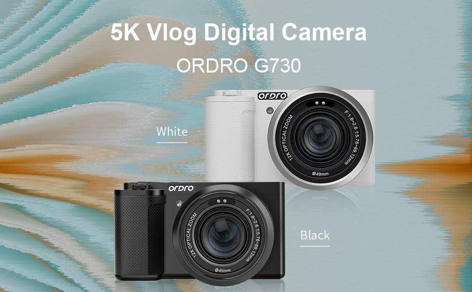 ORDRO G730 Digital Video Camera for Photography,Autofocus AF/MF Point and Shoot Vlogging Camera,12X Optical Zoom 3.2” 270°LCD Flip Screen