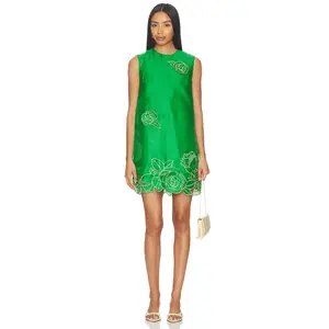 LEO LIN Yvonne Applique Mini Dress in Verdant