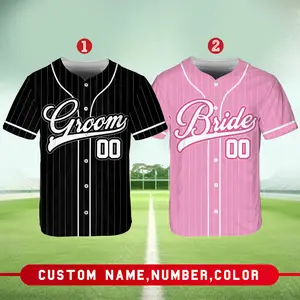 Personalized Bride And Groom Baseball Jersey  Custom Matching Couple Jersey  Baseball Jersey For Engagement  Married Couple  Wedding Jersey