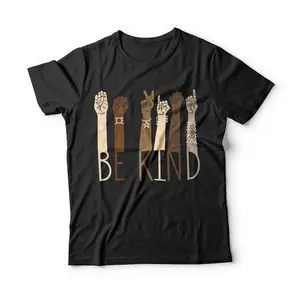 Be Kind Sign Language Hand Talking Teachers Interpreter ASL T-Shirt Breathable Casual Crewneck Graphic Peak Design