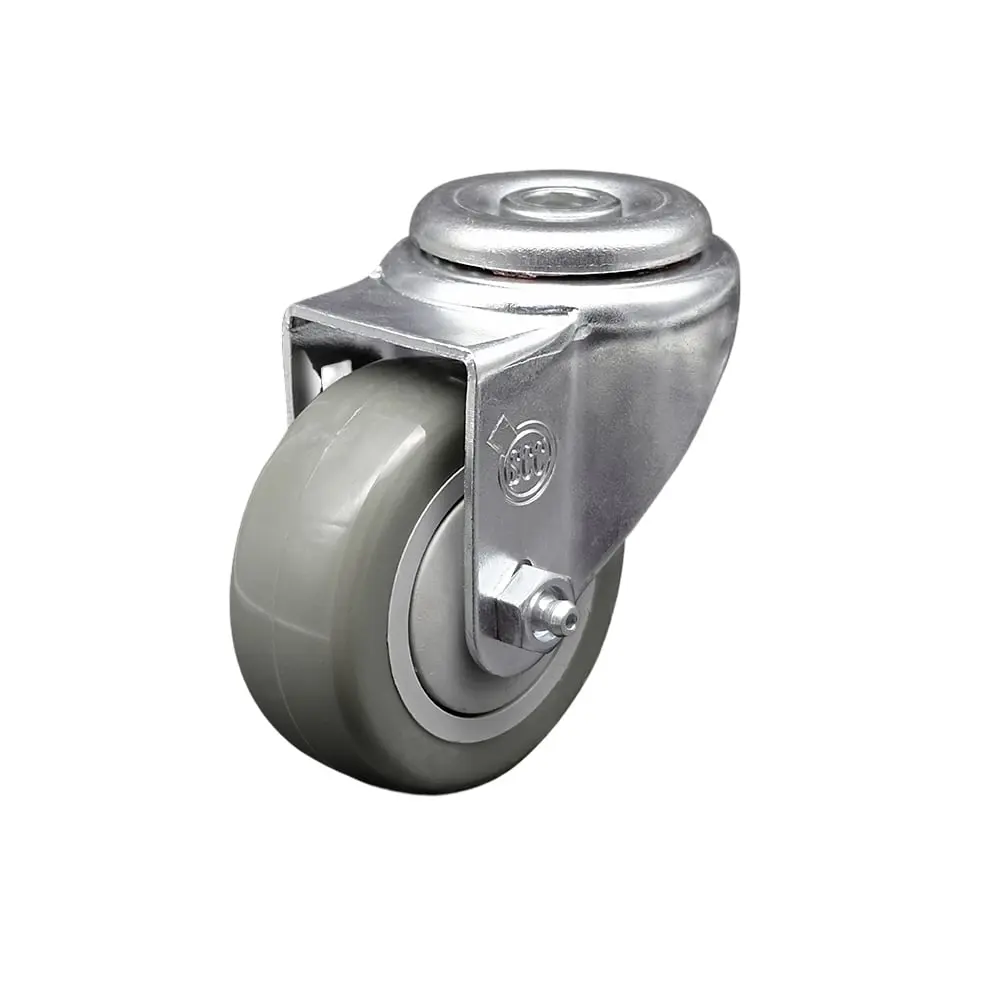 Service Caster SCC-BH20S314-PPUB Non-Marring Polyurethane Swivel Mount Caster with Ball Bearings, 3x1.25 in Gray Wheel, 300 lbs Capacity, Ideal for Carts, Equipment, Casters