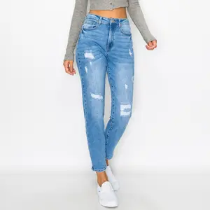 MENDED DESTRUCTED MOM JEAN $29.99 MENDED DESTRUCTED MOM JEAN Fabric Content: 93% COTTON, 5% POLYESTER, 2% SPANDEX INSEAM: 28″ FRONT RISE: 11″ LEG OPEN 12″