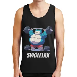 Snorlax Swolelax Gym Tank Top, Heavyweight Anime Workout Shirt, Unisex Fitness Tank, Relaxed Fit Gym Training Top, Muscle Building Snorlax Apparel