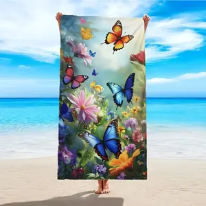 Butterfly Pattern Microfiber Beach Towel Bath Towel Set, Soft Absorbent Travel Towels, Ideal for Pool Spa Gym Use