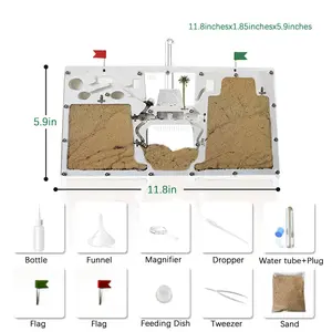 Teaching Ant Farm Kit, Expandable Ant Colony Observation Castle with Sand & Tools , Educational Science Habitat for All Ages Drinking Tower Food Basin Ant Excavation Dump Area Ant Loading Area