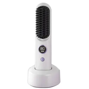 Enfun Portable Hair Straightener Brush, Cordless Hair Straightener Brush for Travel, Mini Ionic Hot Comb Straightener for Women, Lightweight for Outdoors