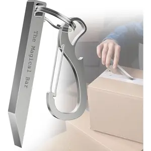 The EDC Heavy Duty Pry Bar,  Mini Keychain Pry Bar Everyday Carry for Opening Boxes, Turning Screws, Stainless Steel Pocket Multitool for Men Women Include Keychain