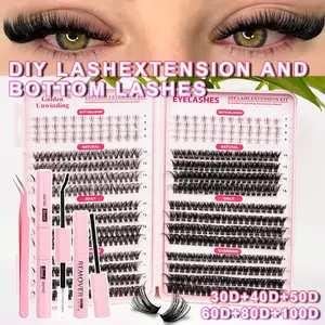 576 pieces of eyelash bundles, various styles combined for lengths ranging from 8 to 16 mm, a mix of natural materials, D-shaped, easy DIY personal false eyelashes, DIY false eyelash extension kits, suitable for daily use, gatherings, travel, or as a gift