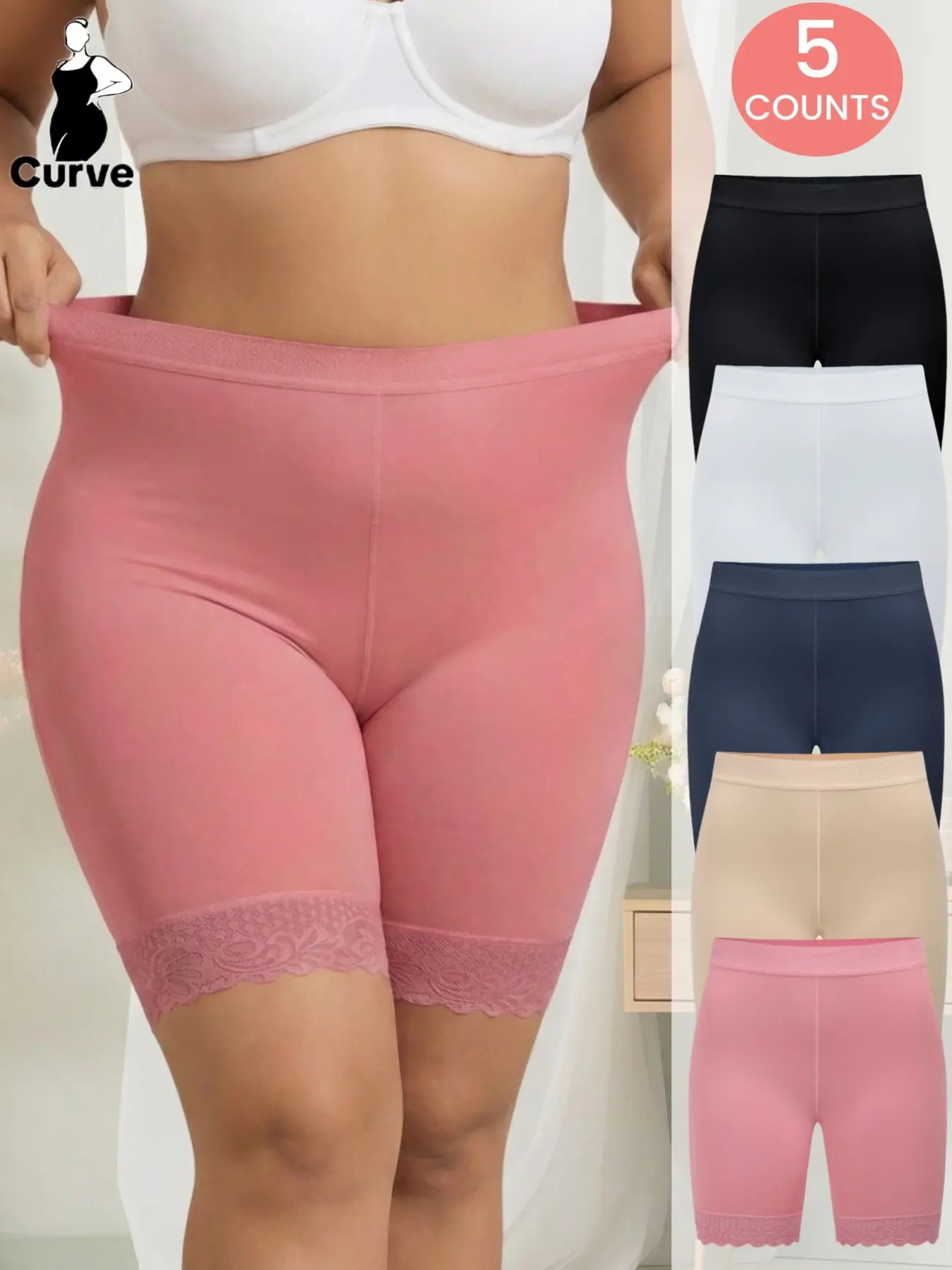 Summer Plus Size Women's Seamless High Waisted Shorts Boyshorts Panties, High Waist Underwear, Lightweight Summer Panties, Full Coverage, Postpartum Essential, Stretch Kint Faric, All Day Wear, Anti Chafing Shorts Daily/Home Wear, for All Seasons