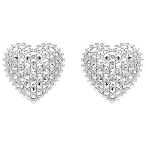 Dallas Prince Sterling Unity Heart Chrome Marcasite Earrings