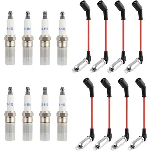 16PCS Spark Plugs and Wires Set Replacement OEM# M8-43322, Spark Plugs Wires Set For GMC Hummer,Chevrolet,Cadillac, Durable Car Accessories Plug Wire Kit (Spark Plugs + Wires)